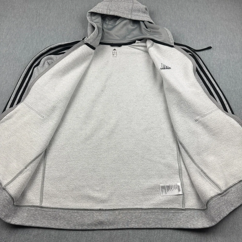 Adidas Hoodie‎ Mens XL Gray Essentials Fleece 3-Stripes Full Zip Hoodie Classic